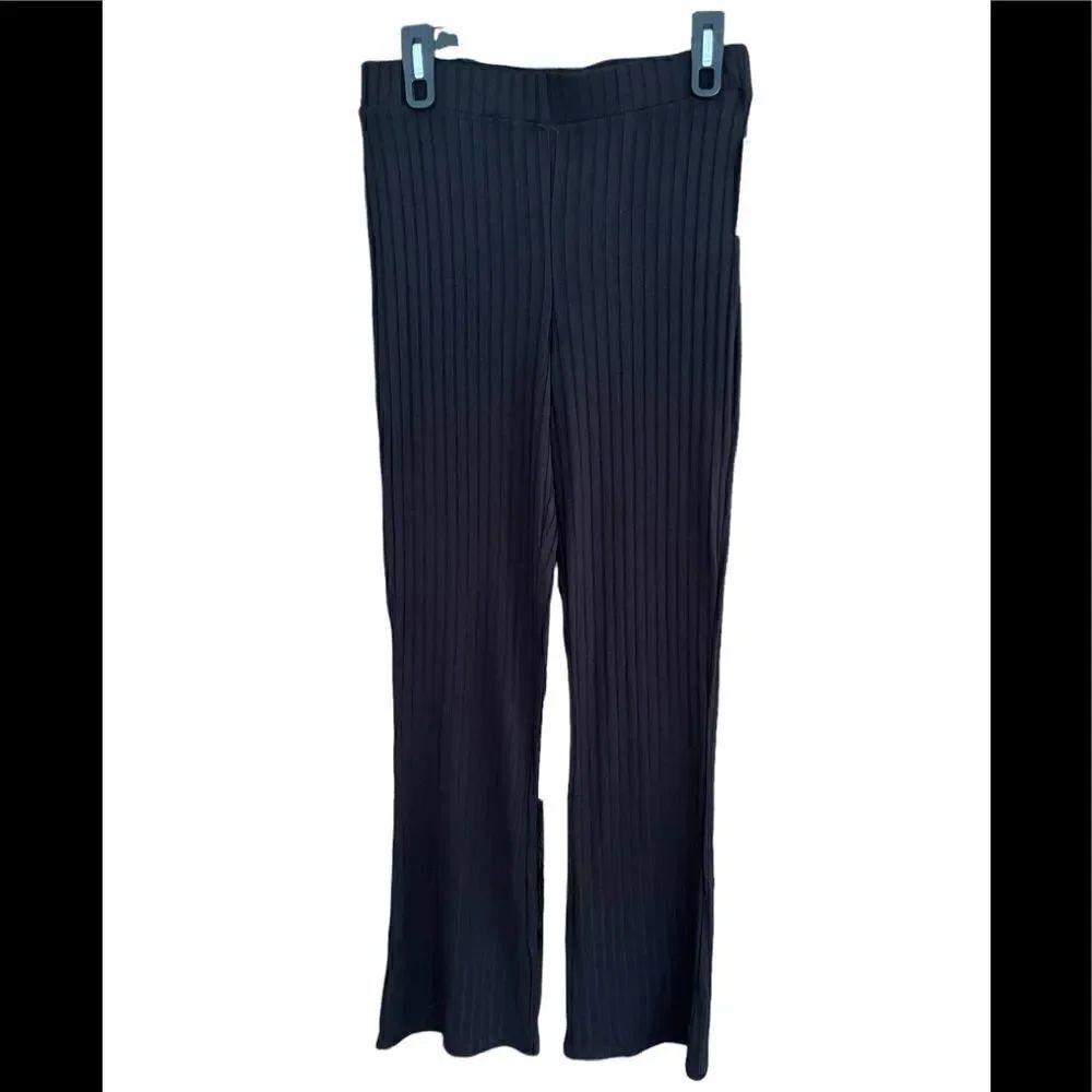 Bp black ribbed elastic waistband pull on style pants size M.
